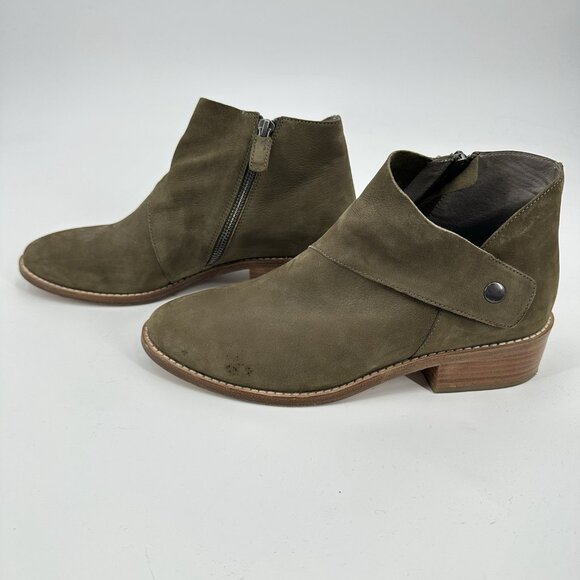 billie bootie shoes ankle suede side zip up olive green casual 9 - Picture 7 of 10
